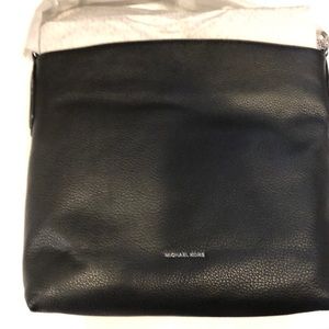 NWT Michael Kors black and silver metal Brooklyn large convertible bag